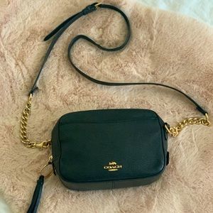 COACH Black Pebble Leather Crossbody Bag & Tassel✨